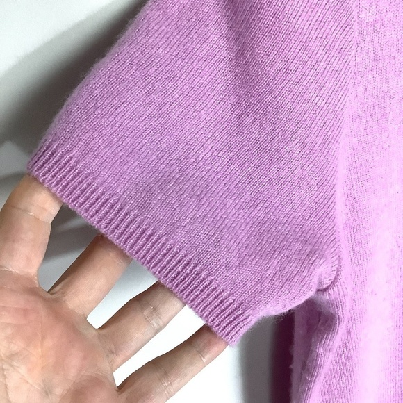 100% 2 ply Cashmere Short Sleeve Top Lavender Pink Size Large - Picture 2 of 10